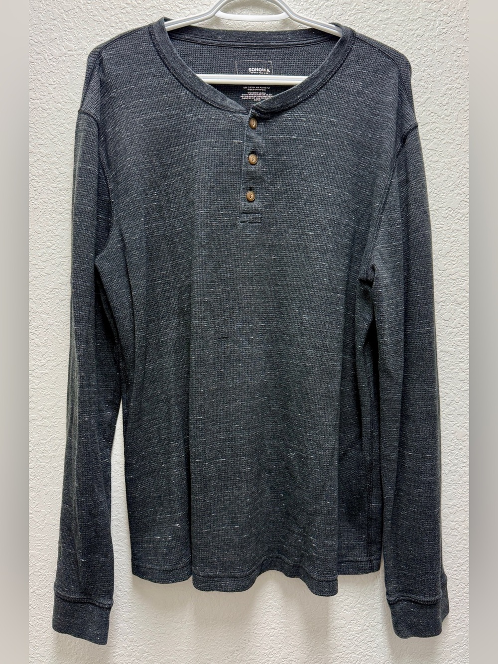 Men's XL Sonoma Goods For Life Essential Long Sleeve Waffle Henley Tee Graphite